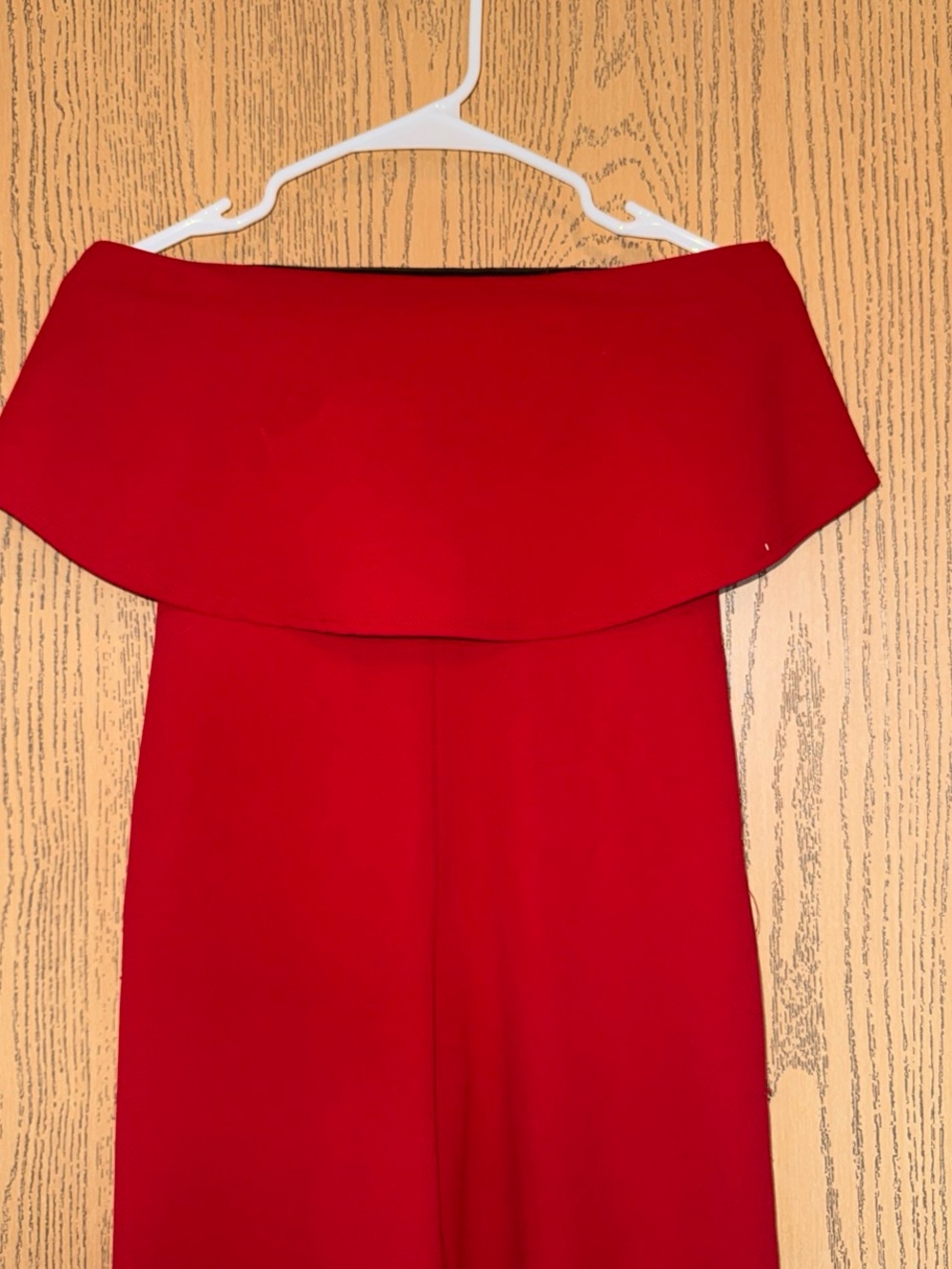 Off-Shoulder Red Evening Jumpsuit